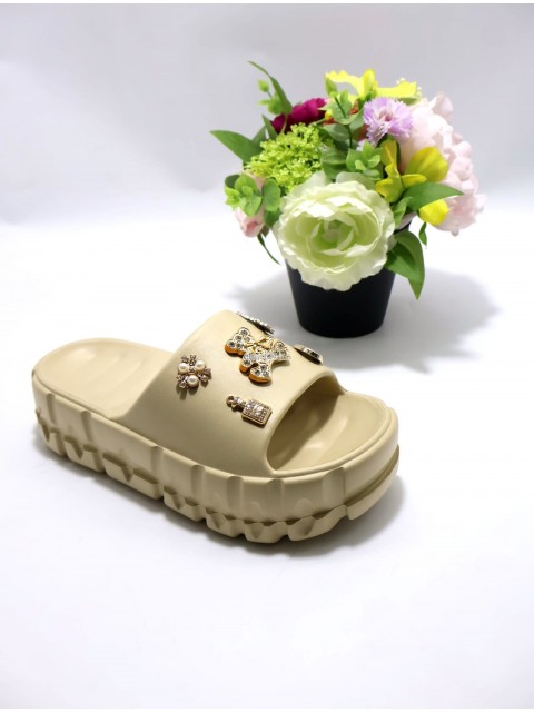 KLAPKI Damskie  JX651 KHAKI